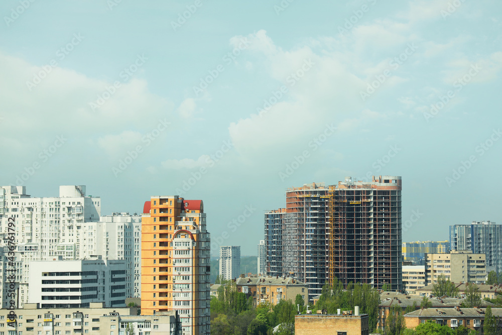 Beautiful view of cityscape with modern buildings. Urban architecture