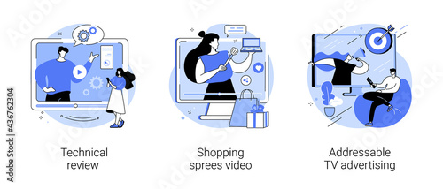 Video content abstract concept vector illustrations.