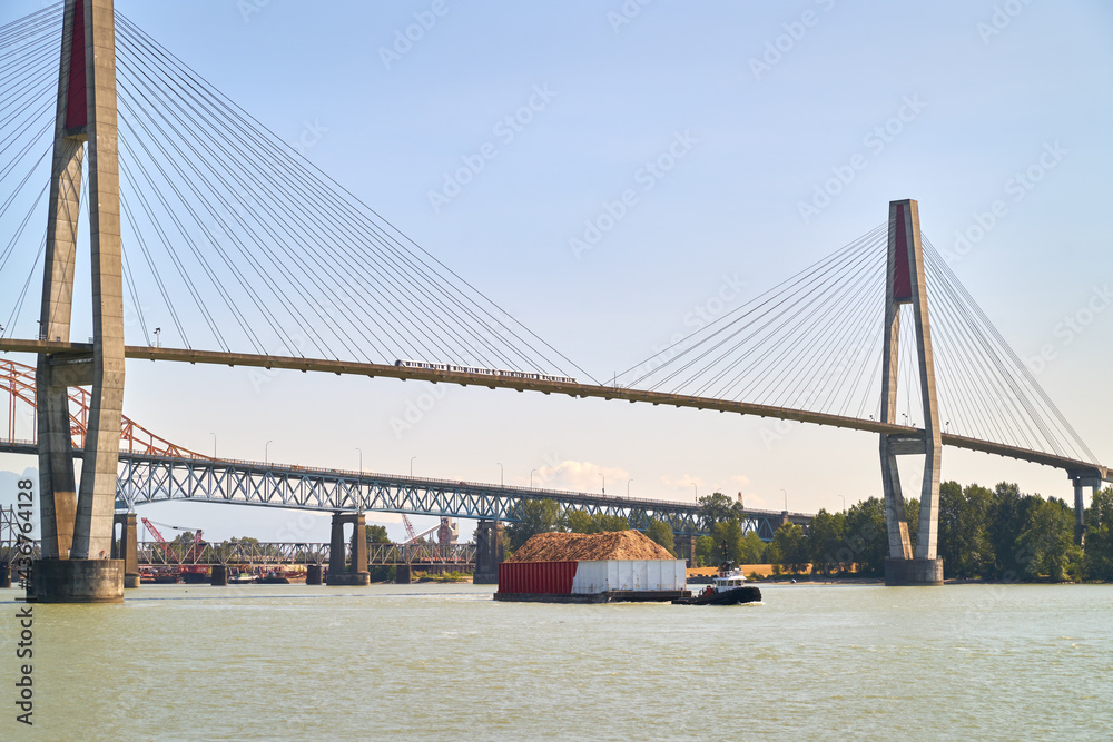 Fototapeta premium Tugboat and Barge New Westminster BC. 