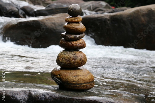 Photography A Zen Rock Balance Art in Lake,Sri Lanka