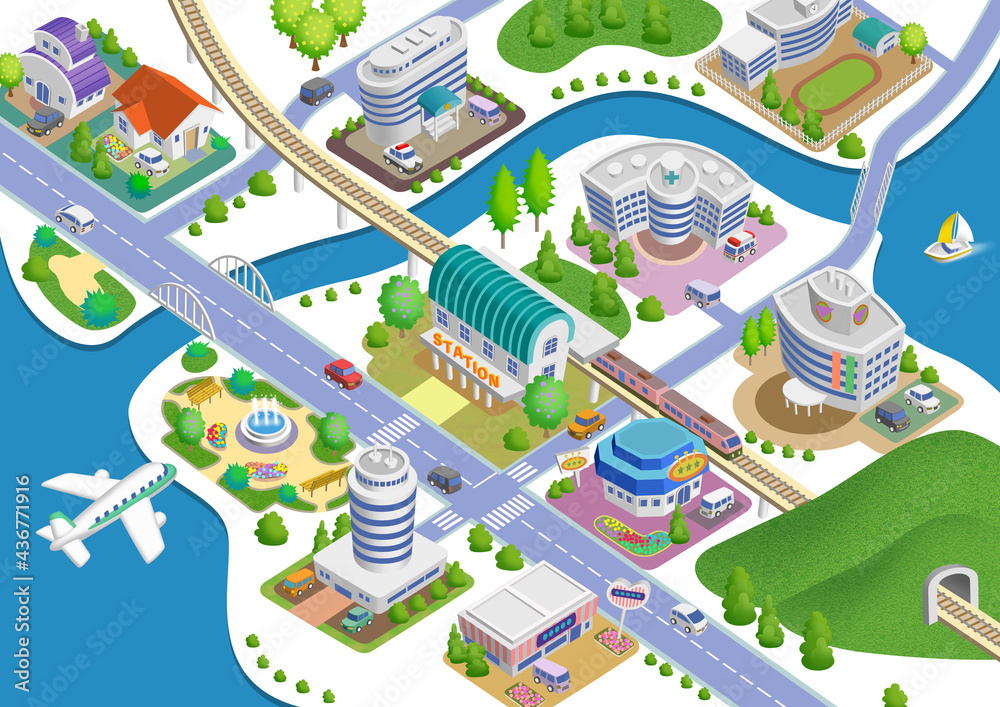 スマートシティの町並みイラスト バリエーションあり Stock Illustration Adobe Stock