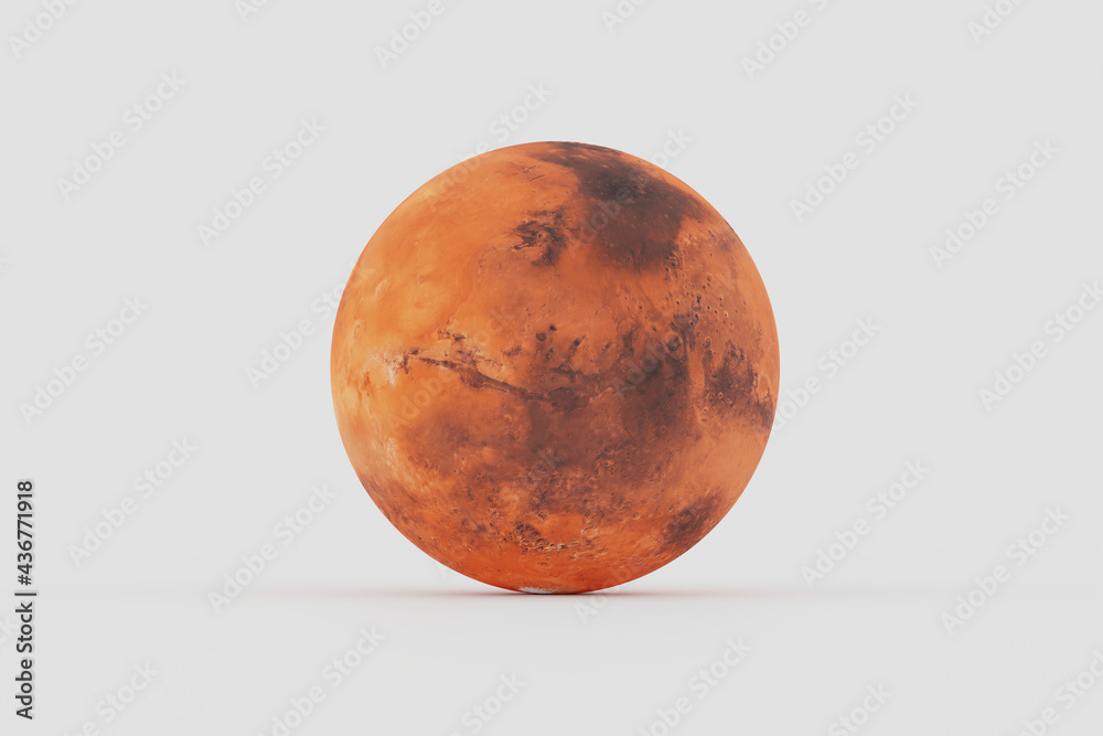 Mars red planet with grey background