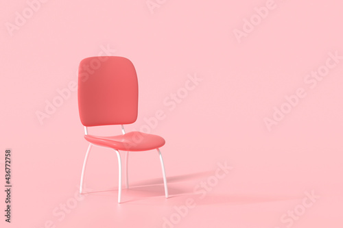 Minimal Red chair on pink background. Business hiring and Job vacancy concept. 3d render illustration