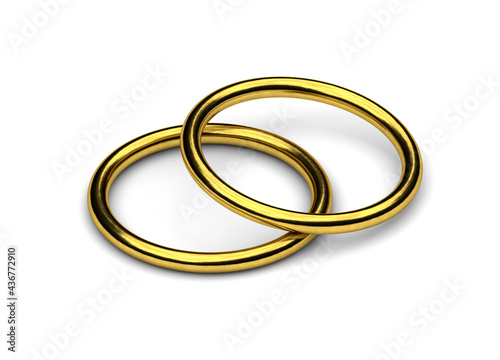 Golden rings isolated on white background, 3d illustration