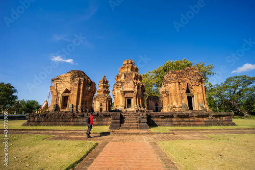 Prasat Sikhoraphum or Castle Rock temple in Surin of Thailand. photo