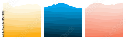 Gradient soil and rock layers set. Subsurface cross section