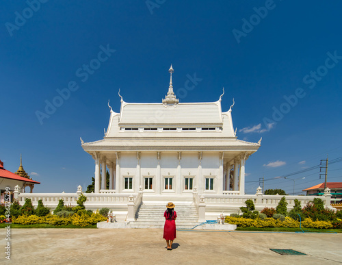 The very beautiful white church, a church in Thai temple, Surin Province, Thailand. photo