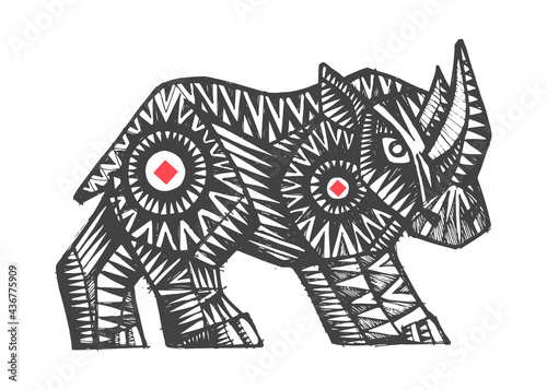 Mexican rhino hand drawn vector illustration