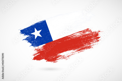 Happy independence day of Chile with vintage style brush flag background