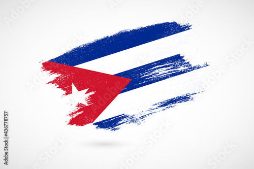 Happy independence day of Cuba with vintage style brush flag background