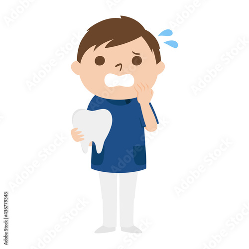 男性の歯医者さんのイラスト。失敗して焦っている男性。