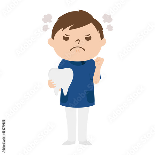 男性の歯医者さんのイラスト。怒っている男性。