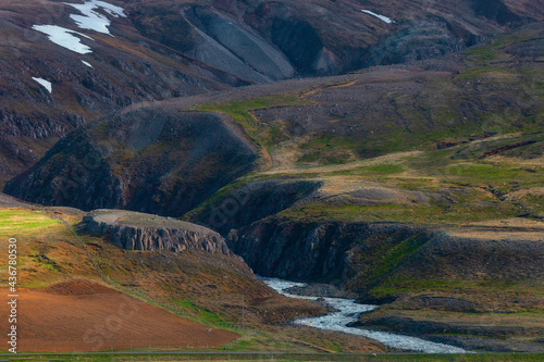 Mountains colourful landscape.Icelandic mountains.  A river in the mountains. 