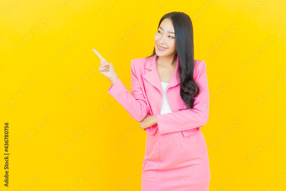 Portrait beautiful young asian woman smile with action Portrait beautiful young asian woman smile with action