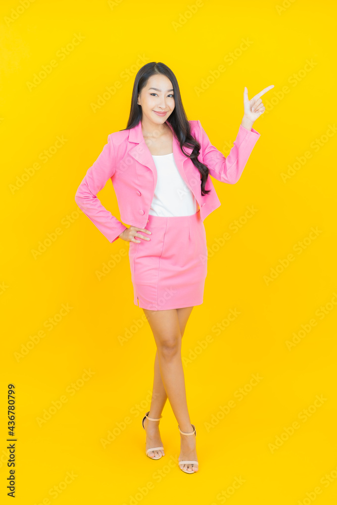Portrait beautiful young asian woman smile with action