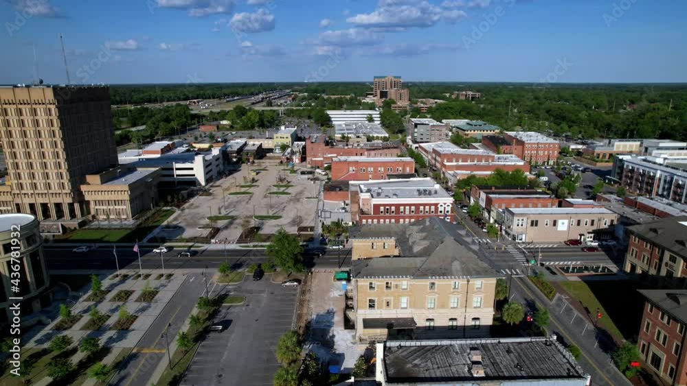 aerial ws pullout florence sc, florence south carolina, small town usa