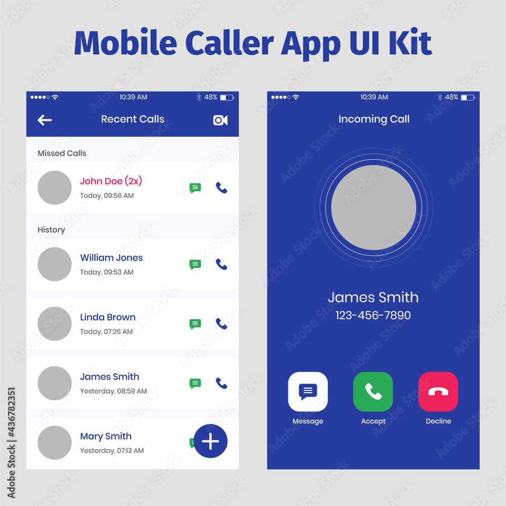 Naklejka premium Mobile Caller Application User Interface Kit