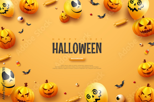 Happy halloween greeting with pumpkin background