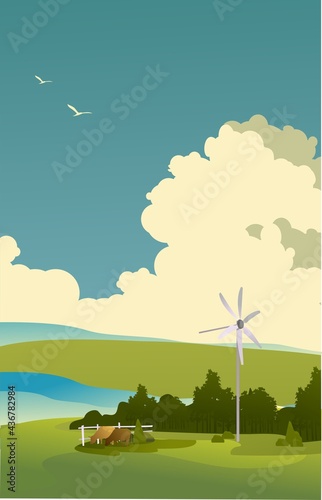Nature rural landscape summer day