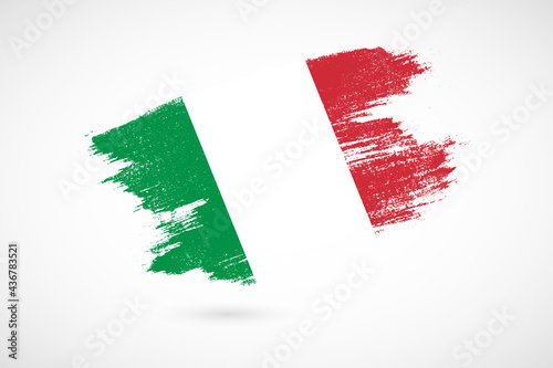 Happy republic day of Italy with vintage style brush flag background