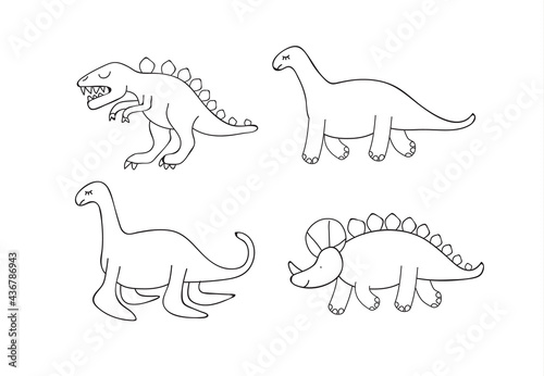 Children dinosaurus in doodle style. Use it for web  print poster or package design.
