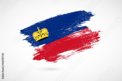 Happy national day of Liechtenstein with vintage style brush flag background