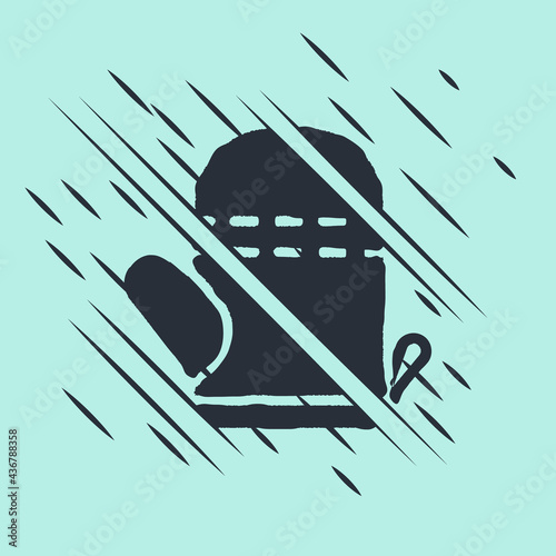 Black Oven glove icon isolated on green background. Kitchen potholder sign. Cooking glove. Glitch style. Vector