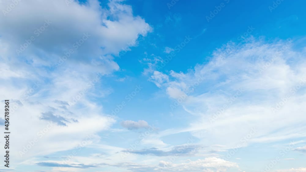 4K Time lapse of beautiful air atmosphere bright blue sky weather nature background abstract clear texture with white clouds summer sun day. 4K Time lapse of beautiful air atmosphere bright blue sky weather nature background abstract clear texture with white clouds summer sun day.