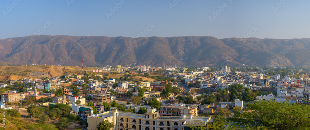 Beautiful view of Pushkar town in the Ajmer district in the Indian state of Rajasthan.