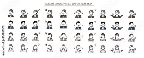 Business woman various emotion set
