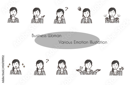 Business woman various emotion set