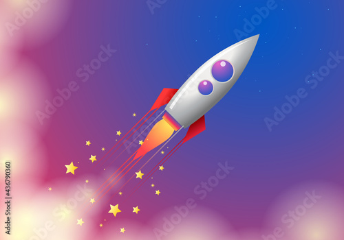 Fototapeta Naklejka Na Ścianę i Meble -  Rocket flying into space, vector