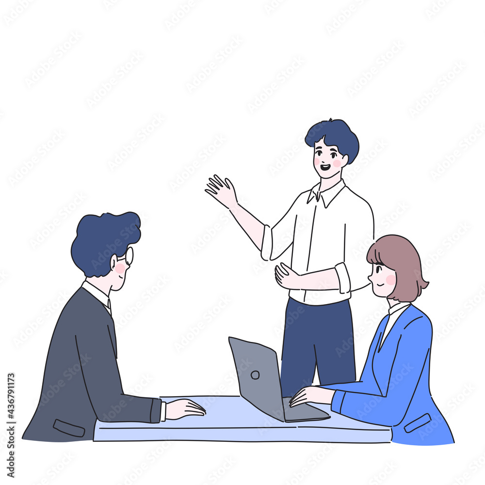 the man present to boss character illustration the man present to boss character illustration