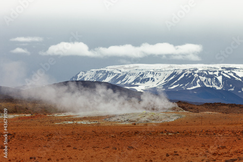 Hverir. Geotermal aria in North Iceland. Fumarol. photo