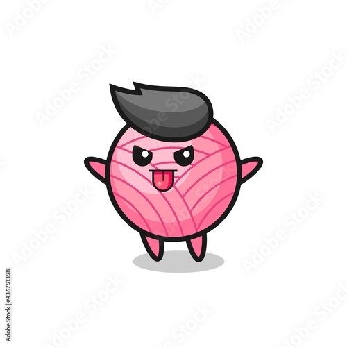 naughty yarn ball character in mocking pose