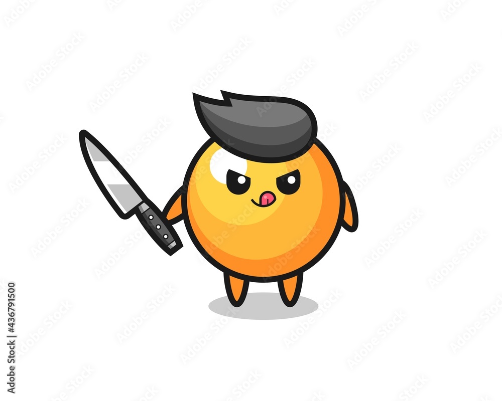 cute ping pong ball mascot as a psychopath holding a knife cute ping pong ball mascot as a psychopath holding a knife