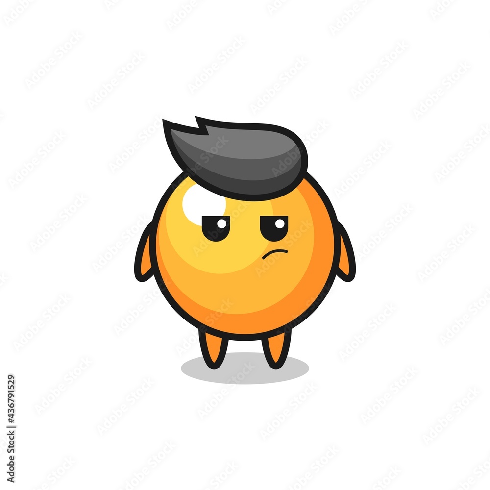 cute ping pong ball character with suspicious expression