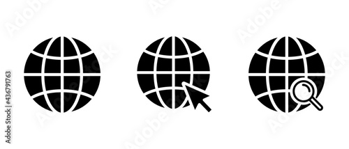 Globe icon set, Go to web icon. web icon vector