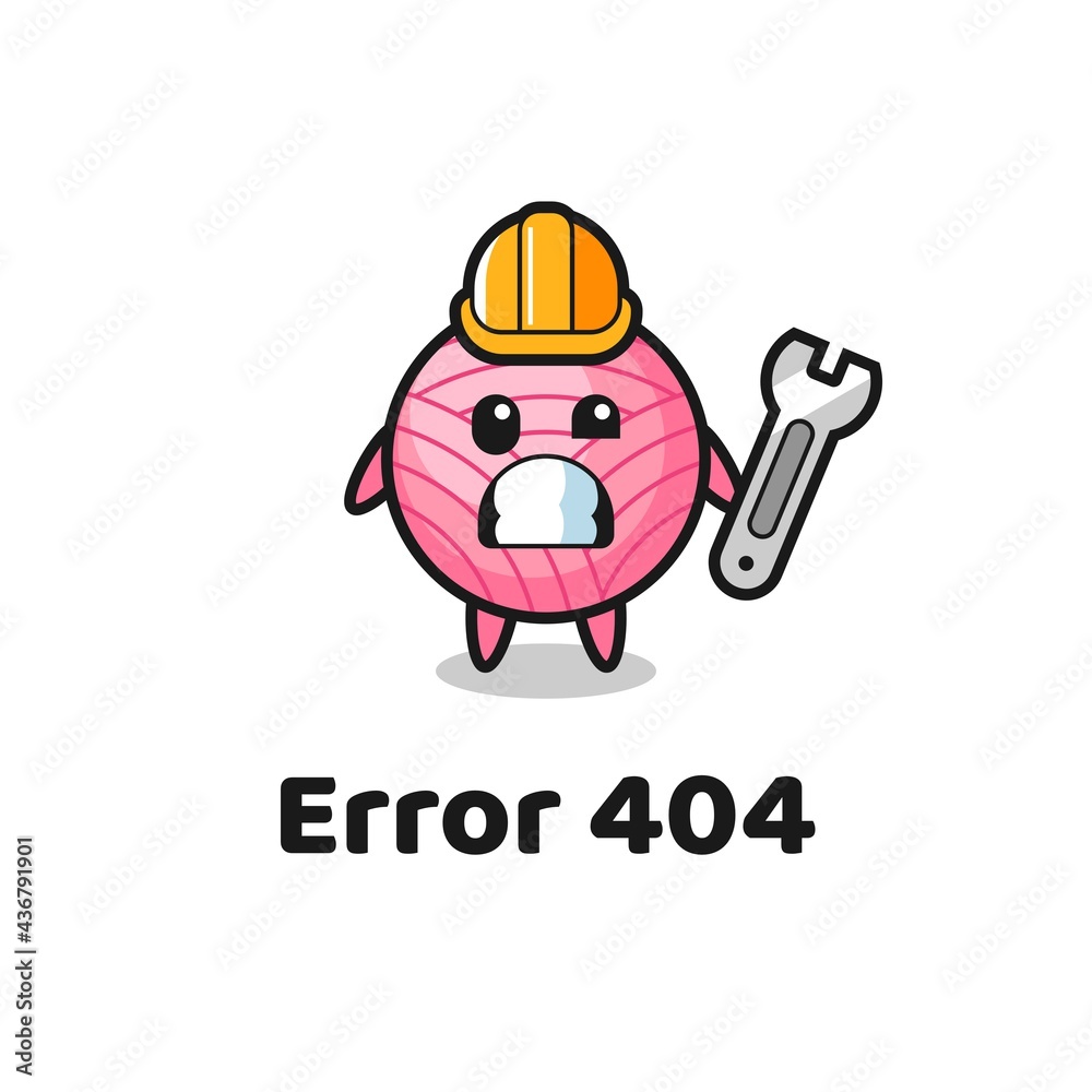 error 404 with the cute yarn ball mascot