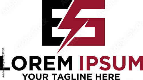 Initial letter ES for Electricity logo
