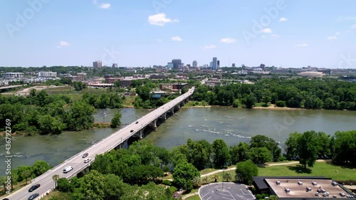 aerial push into columbia from across the congaree river, columbia sc, columbia south carolina, Columbia SC Skyline photo