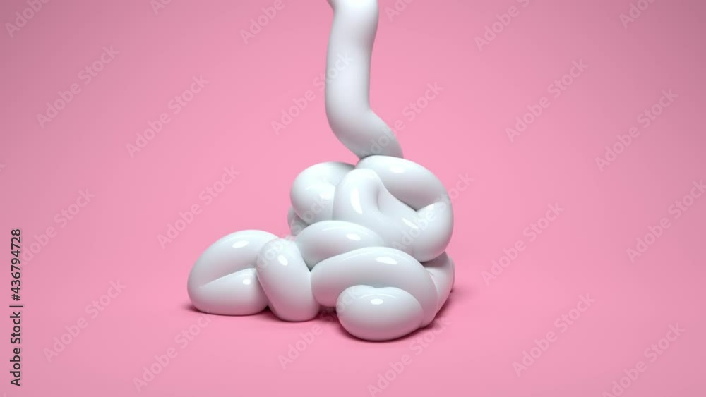 Toothpaste-like gel folding on itself on pink background 3D render