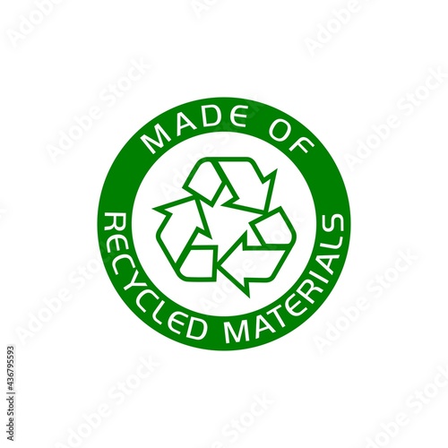 Made of recycled materials, Recycling icon isolated on white background