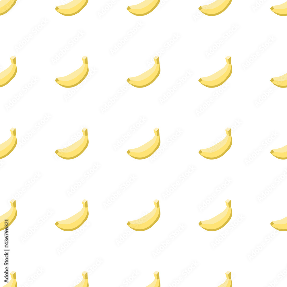 Creative banana seamless pattern on white background in flat style. Vector illustration. Clean graphic design. 