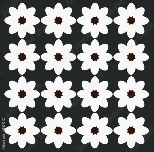 White daisy petals in grid pattern and grey background.