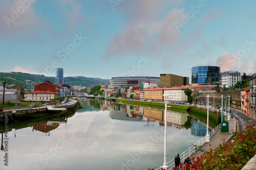 View of the Nervion river at Olabeaga neighborhood photo