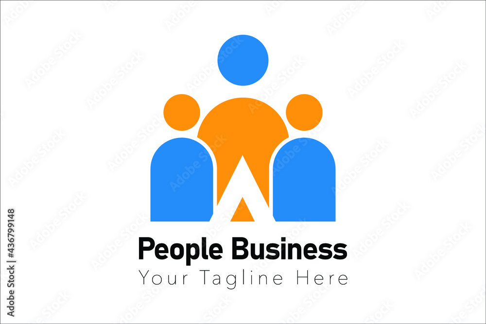 Three People blue and orange Logo Template for Education, Student, club and group Three People blue and orange Logo Template for Education, Student, club and group
