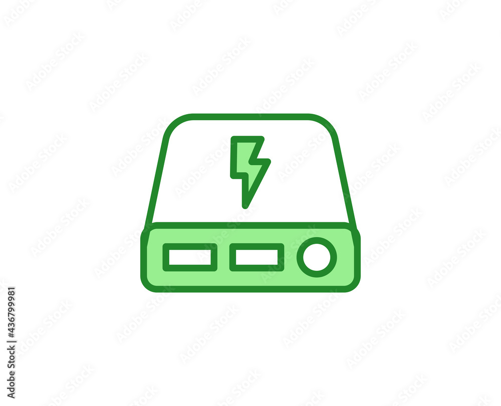 Line Green power icon isolated on white background. Outline symbol for website design, mobile application, ui. Electronics pictogram. Vector illustration, editorial stroсk. Line Green power icon isolated on white background. Outline symbol for website design, mobile application, ui. Electronics pictogram. Vector illustration, editorial stroсk.