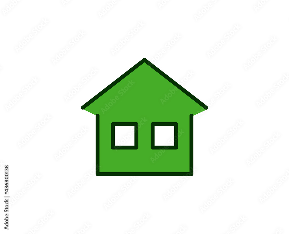 Green house flat icon. Single high quality outline symbol for web design or mobile app. House thin line signs for design logo, visit card, etc. Outline pictogram EPS10 Green house flat icon. Single high quality outline symbol for web design or mobile app. House thin line signs for design logo, visit card, etc. Outline pictogram EPS10