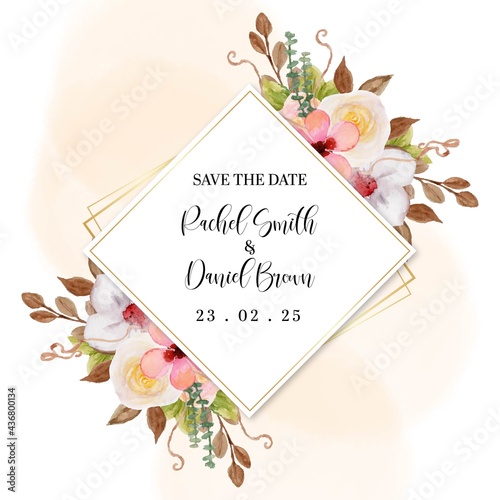 Gorgeous Colorful Floral Frame With Abstract Background